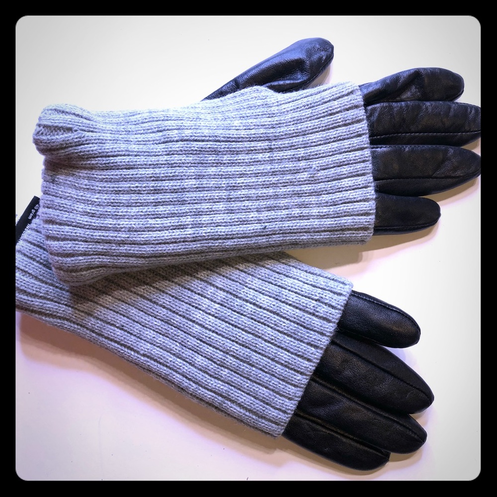 Black and Gray Leather Gloves.
